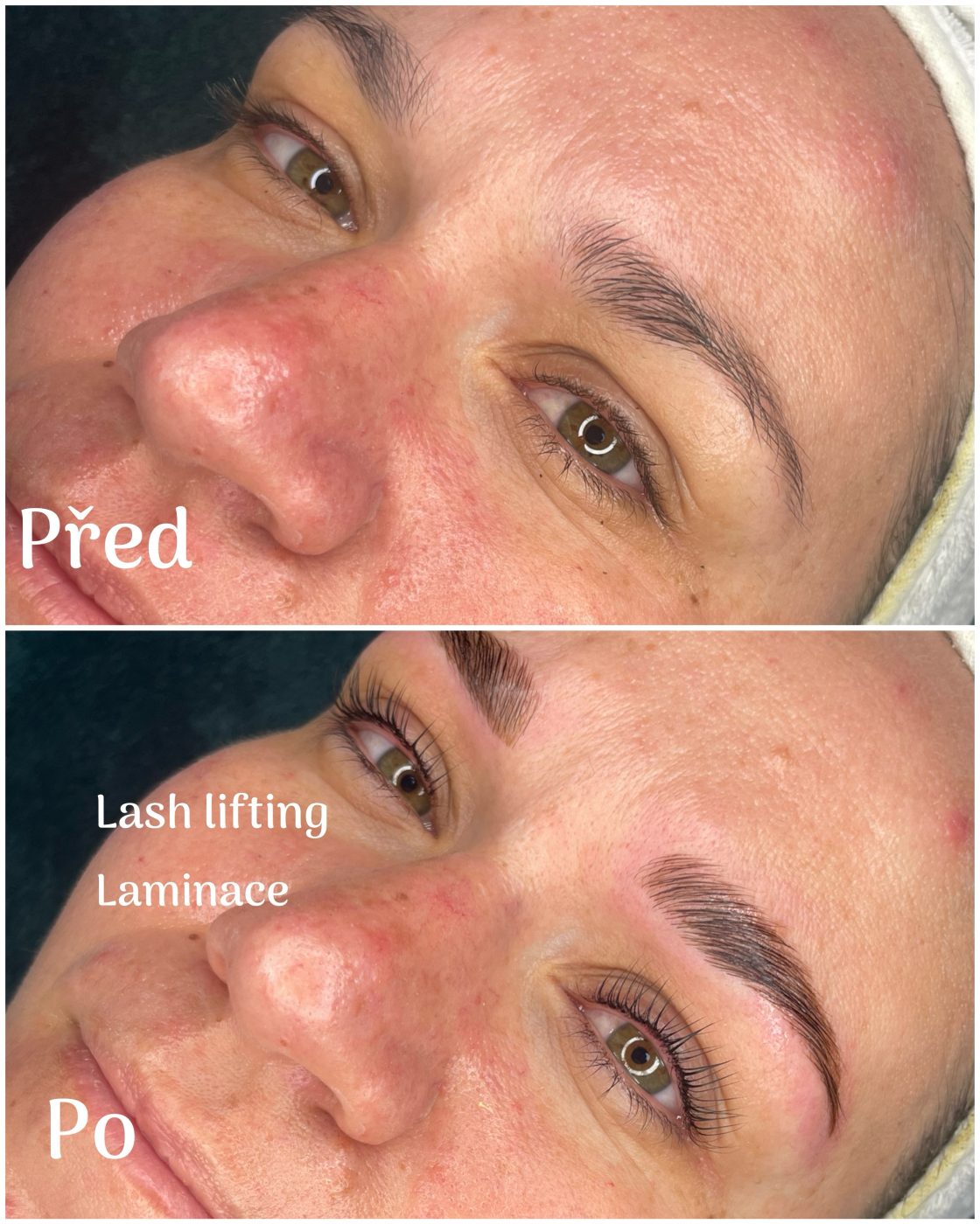 Lash lifting a laminace – před a po