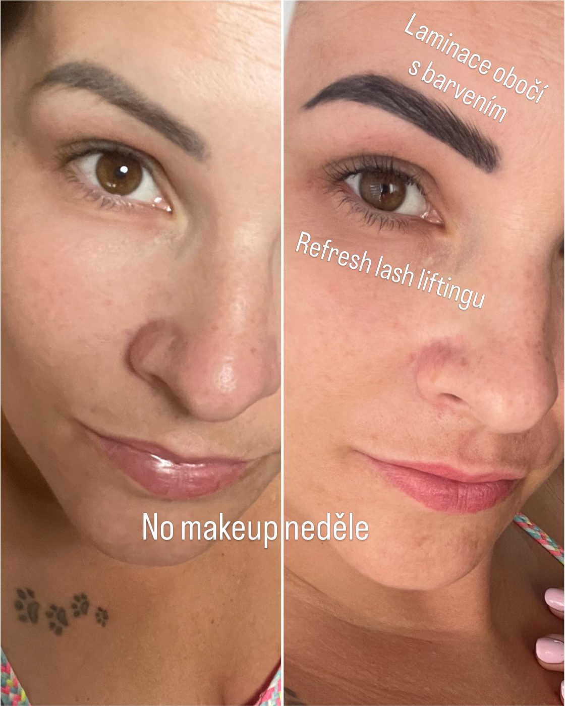 Laminace obočí a lash lifting – před a po
